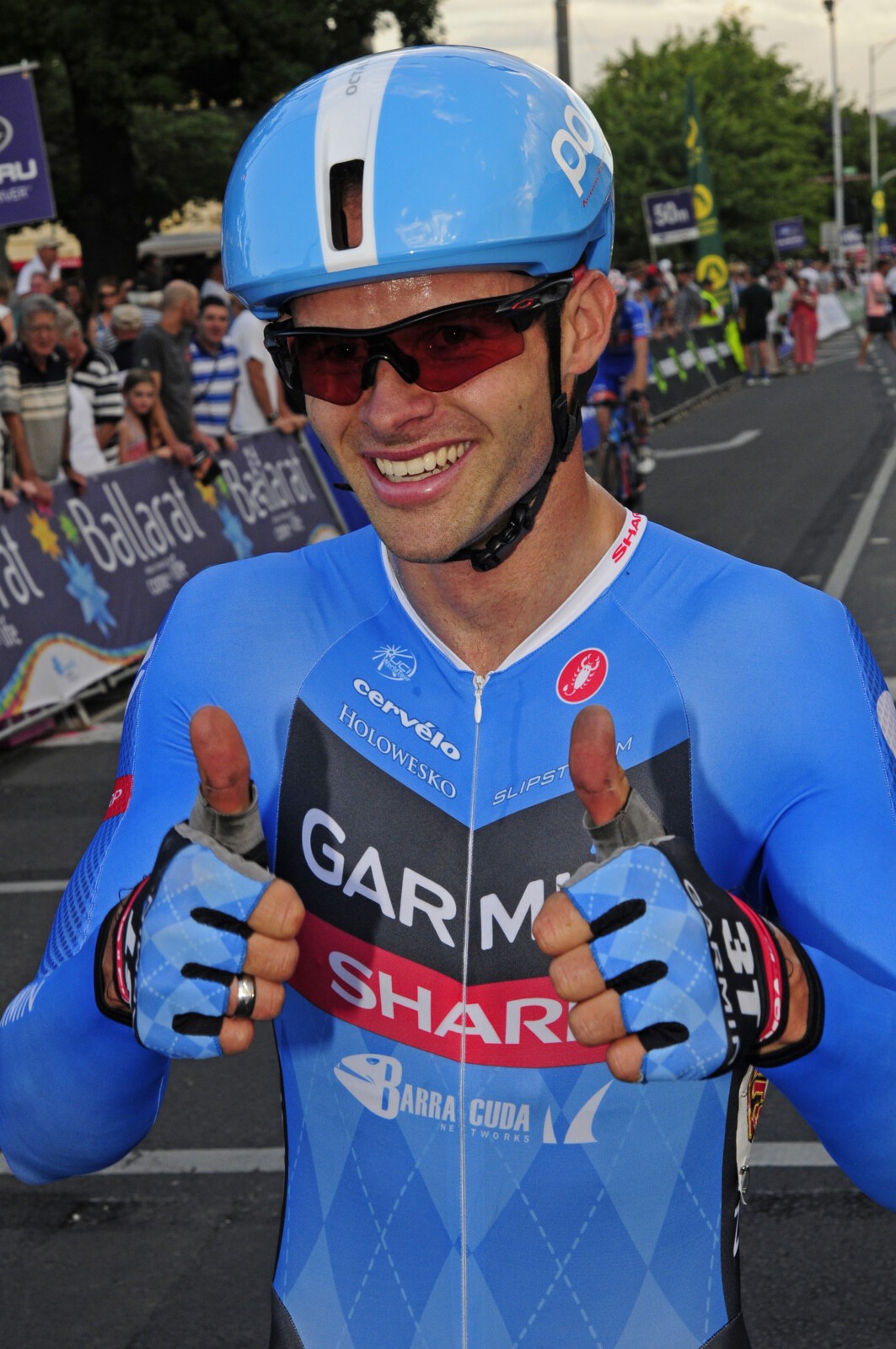 One of the happier moments wearing the Garmin Sharp kit.