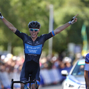 The sprint to the finish for Chris Hamilton, narrowly beating the strong climber Lucas Hamilton. Photo by Cycling Australia.