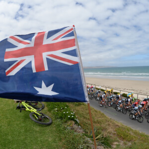 Jack Bobridge wearing the Ochre leaders jersey last year at the Tour Down Under. Photo by Sirotti.