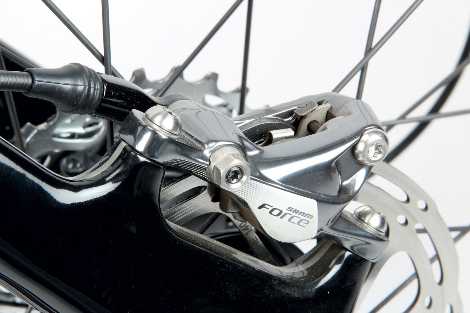 SRAM’s very effective Force hydraulic brakes take care of stopping duties.