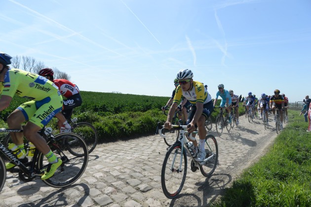 Heinrich Haussler of IAM Cycling wearing the Australian National Champions jersey at the Paris-Roubaix last year. Photo by Sirotti.