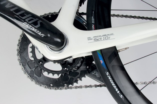 Specialised cranks, wheels, tires and frame. The big S applies their resources liberally and with good effect.