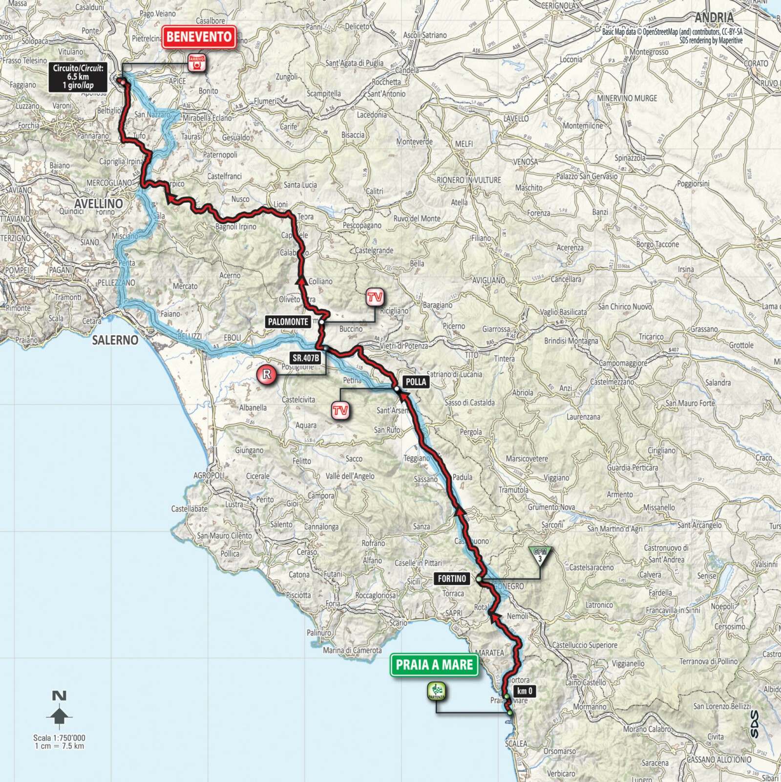 A Map of Stage 5 at the Giro.