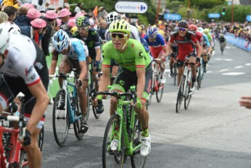 The 2015 Tour de France podium with Christopher Froome on the top step, followed by Nairo Quintana and Alejandro Valverde. Photo by Sirotti