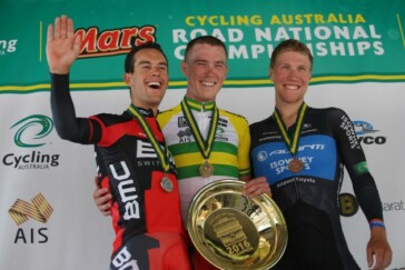 The Elite Mens podium at the 2016 RoadNats. Photo courtesy of Cycling Australia.
