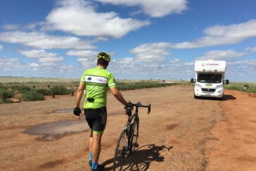As Greg makes his way around Australia by bike he is inspiring countless thousands along the way. Image: Greg McDermott.