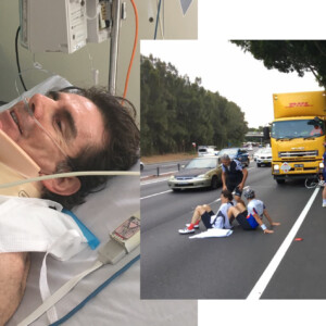 Three cyclists were injured, one seriously, when a delivery truck hit the bunch from behind on Southern Cross Drive near Sydney.