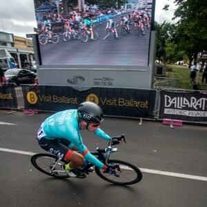 Dylan speaks to the local media after one of his criterium wins in Belgium.