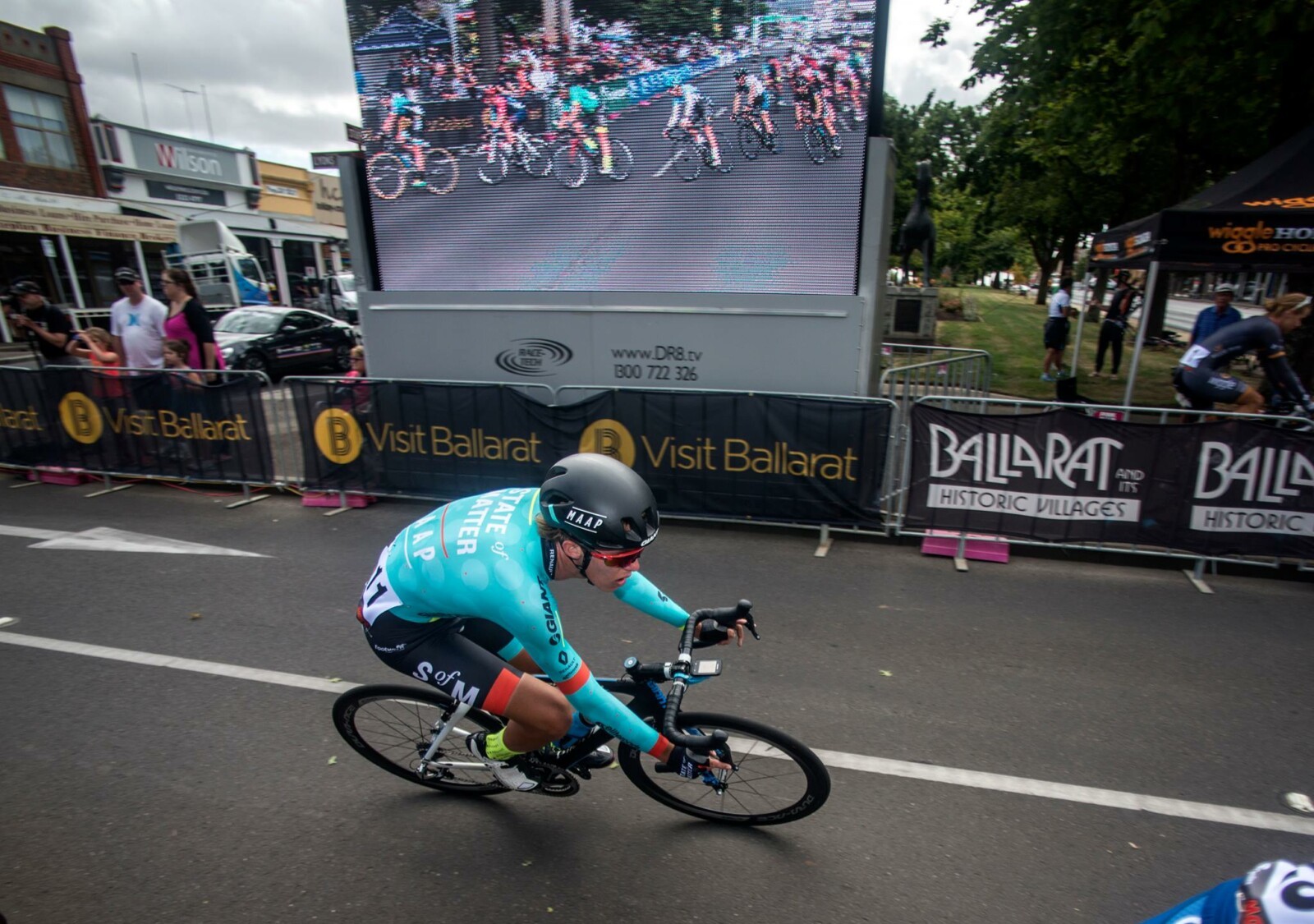 Dylan speaks to the local media after one of his criterium wins in Belgium.