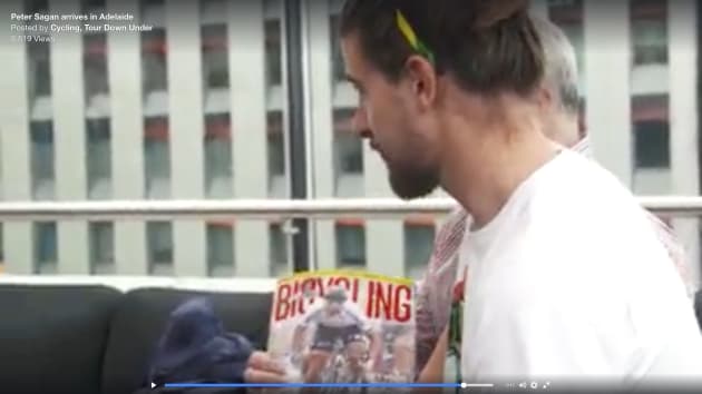 Peter Sagan spotted signing a copy of the latest Bicycling Australia Magazine.