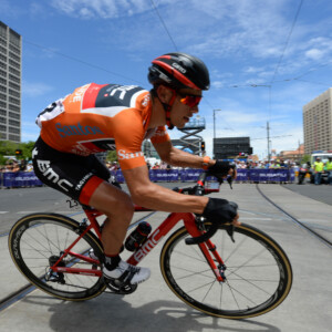 Dual World Champion Peter Sagan led teammate Jay McCarthy out for the intermediate sprint, the win giving Jay a 3-second time bonus which put him on the overall podium. Image: Nat Bromhead