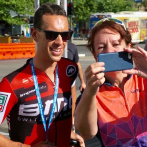 Richie Porte now wears the Ochre Jersey after his punchy win in the 148km stage from Stirling to Paracombe. Image: Sirotti.