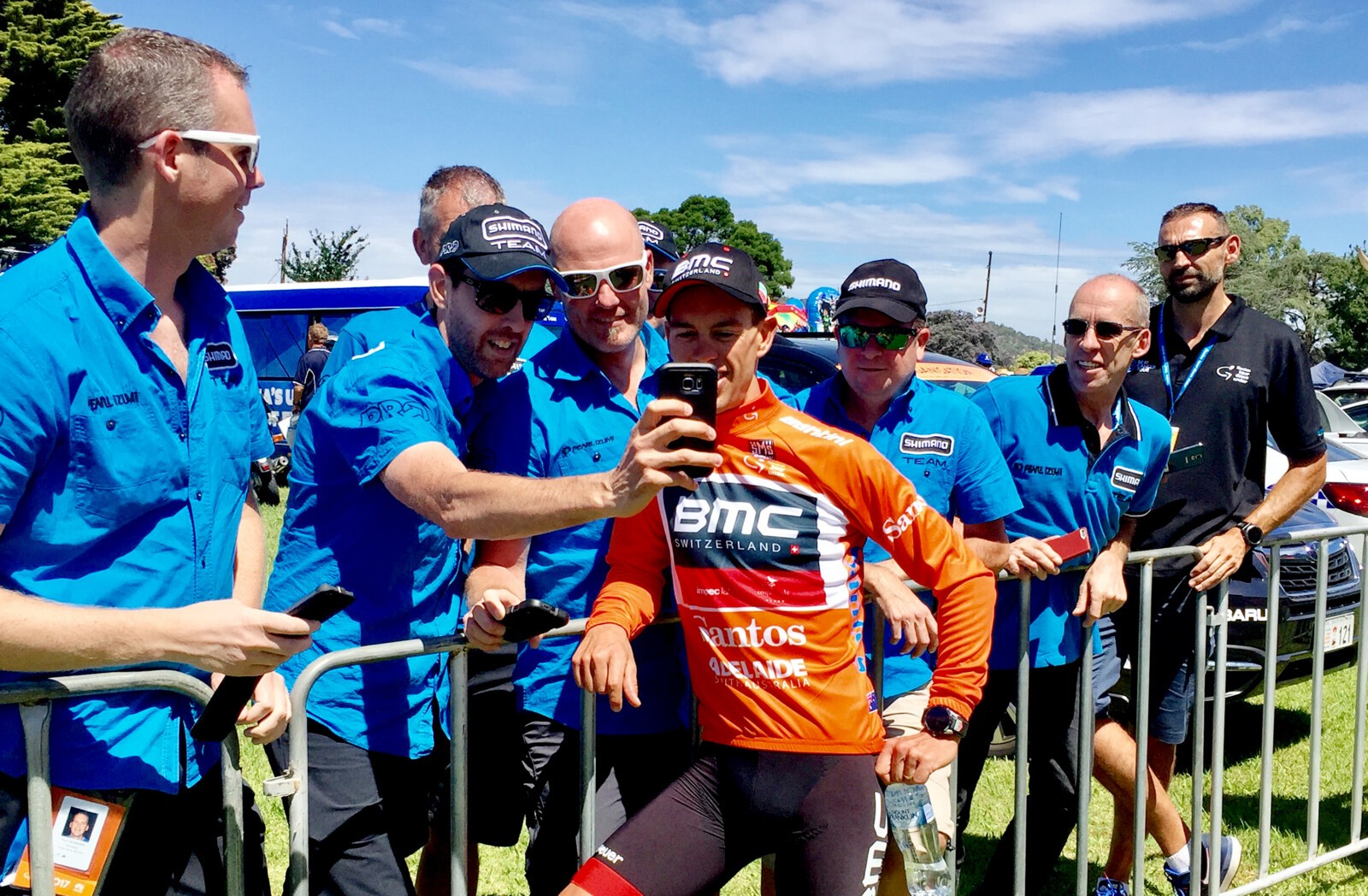 Richie Porte now wears the Ochre Jersey after his punchy win in the 148km stage from Stirling to Paracombe. Image: Sirotti.