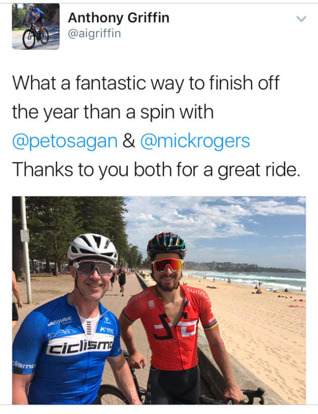 Anthony Griffin was another keen Sydney cyclist to meet and ride with the man himself.