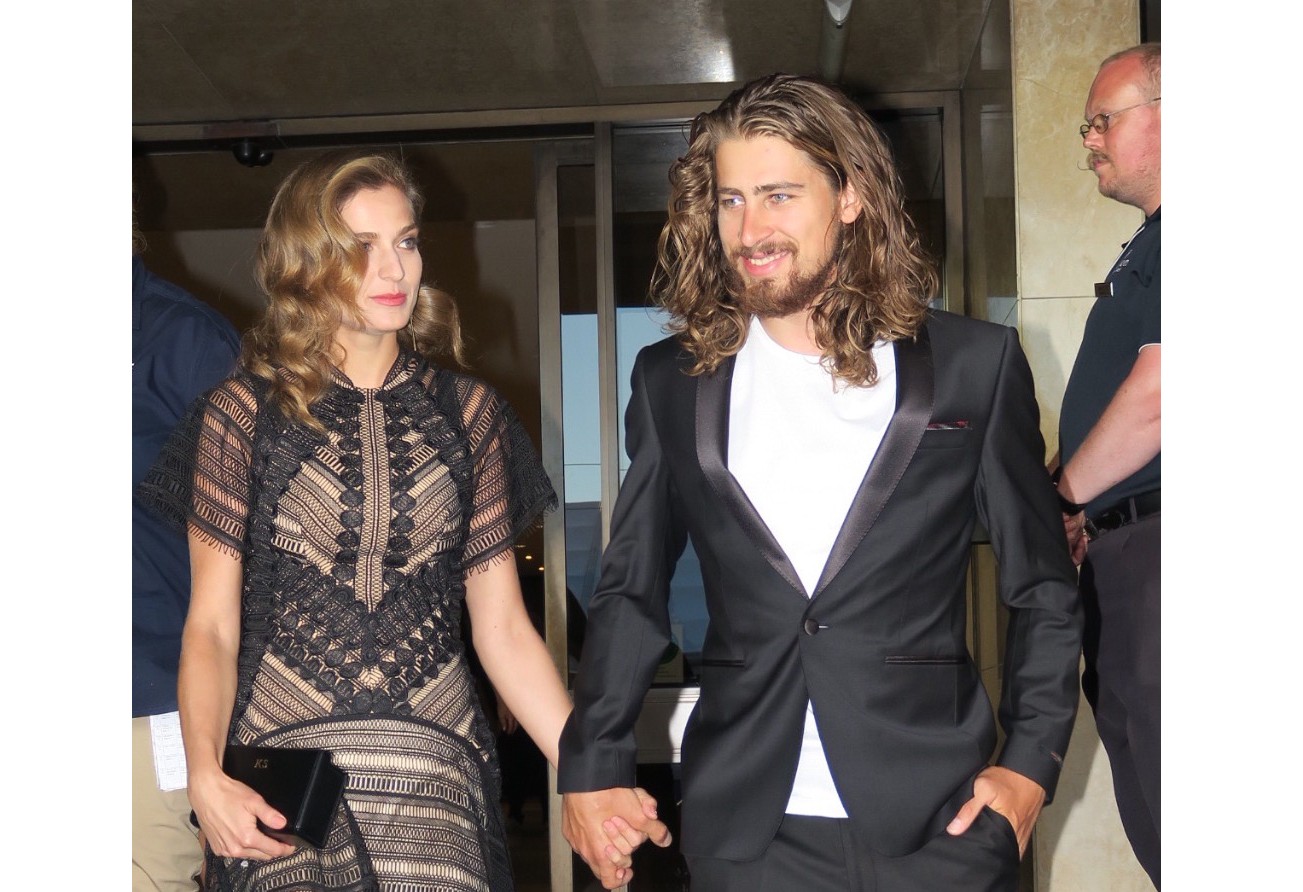 Aussie sprint sensation Caleb Ewan with his partner in Adelaide on Saturday night. Image: Nat Bromhead.