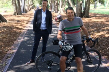 Incoming Chairman Steve Bracks with Cycling Australia CEO Nicholas Green. Image: Supplied.