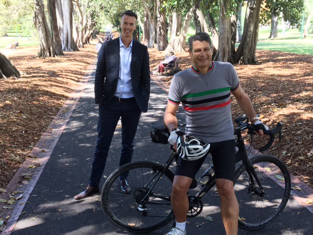 Incoming Chairman Steve Bracks with Cycling Australia CEO Nicholas Green. Image: Supplied.