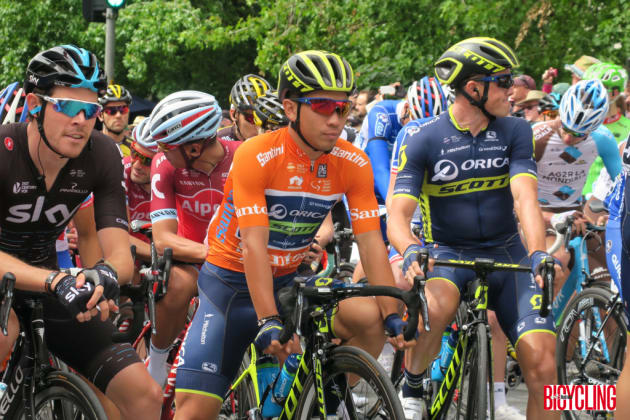 Orica-Scott's Caleb Ewan ready to roll at the start line of Stage 5 in McLaren Vale. Image Nat Bromhead.