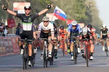 A despondent Caleb Ewan after the Stage 1 crash in Abu Dhabi. Image: Twitter / SophieSmith86