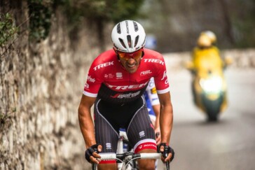 A focussed and determined Contador prior to the start of the final stage of Paris-Nice. Image: Trek-Segafredo.