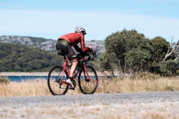 Despite a crash on Wednesday and inflamed knee, 18yo Lochie Kavanagh has covered almost 2500km and is powering on. Image: Instagram.
