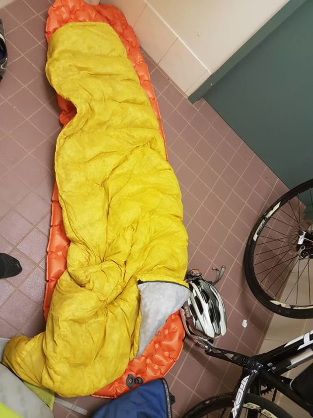 Paul Ardill spent Sunday night in a public toilet alongside the highway. Image: Paul Ardill.