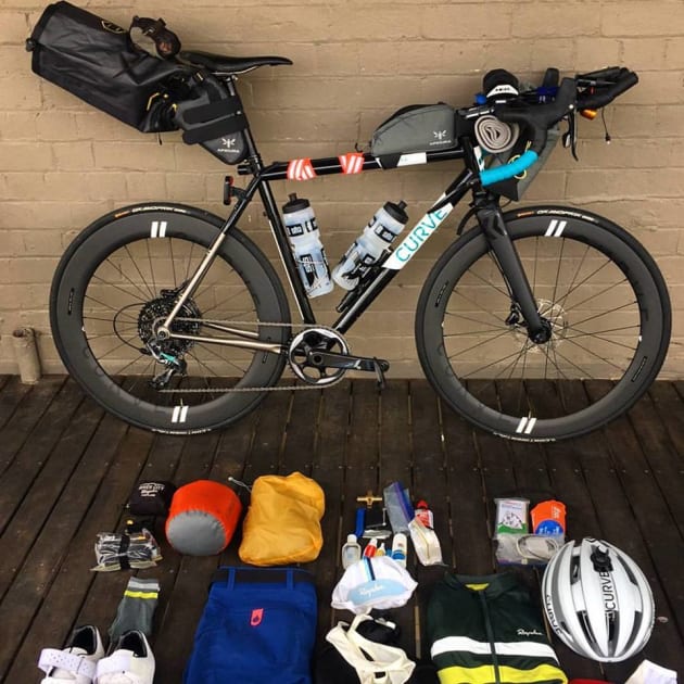 The Indian Pacific Wheel Race is the brain child of endurance cycling Jesse Carlsson - this is his set up for the epic event. Image: IPWR.