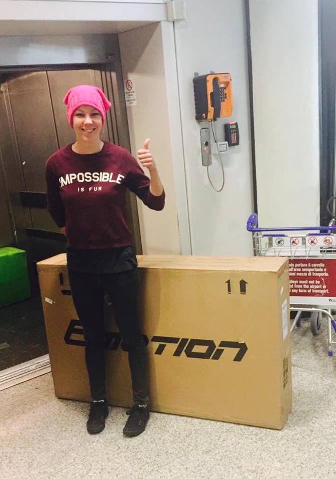 Juliana upon arrival in Australia, prior to the start of the Indian Pacific Wheel Race. Image: Supplied.
