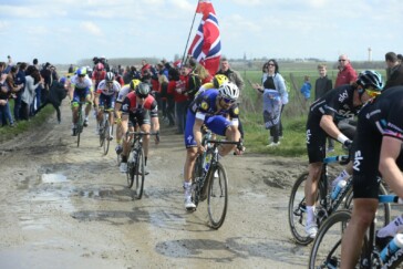Aussie legend Mathew Hayman on his way to victory at the 2016 Paris-Roubaix. Image: Sirotti