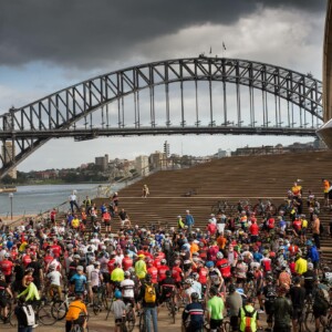 Stefan Streich is one of the many IPWR riders who's decided to ride to the finish in honour of Mike Hall. Here he is with race fan Graham Wilson. Image: Supplied.