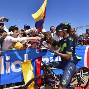 Numerous riders came down in the mass pileup caused by a police moto parked on the side of the road. Image: GranFondoGFNCS / Twitter.