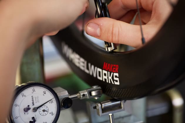 A wheel won’t leave the Wheelworks workshop unless it true to within one-tenth of a millimetre.