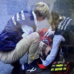 Richie Porte of BMC Racing Team speaks with reporters at the start of Stage 8 in Dole. Today's Stage 9 will be critical for Ritchie & the team's Tour. Image: Nat Bromhead.