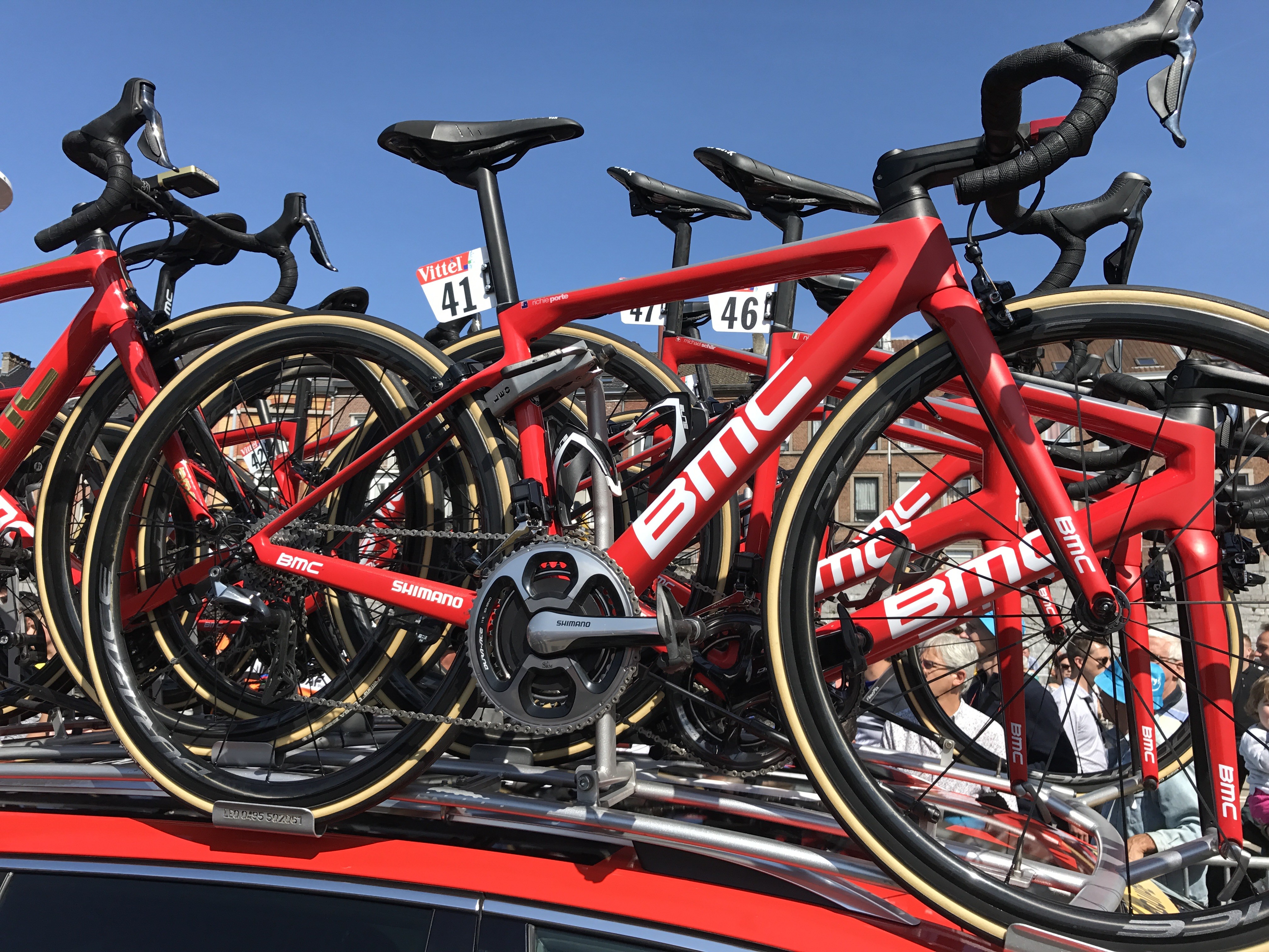 Richie Porte at the start of Stage 7 of the 2017 in Troyes, just 2 days before crashing out of the race. Image: Sirotti.