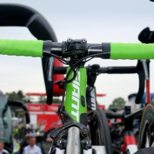 Simon Clarke with a young fan after the finish of the 2017 Tour de France in Paris. Image: Nat Bromhead.