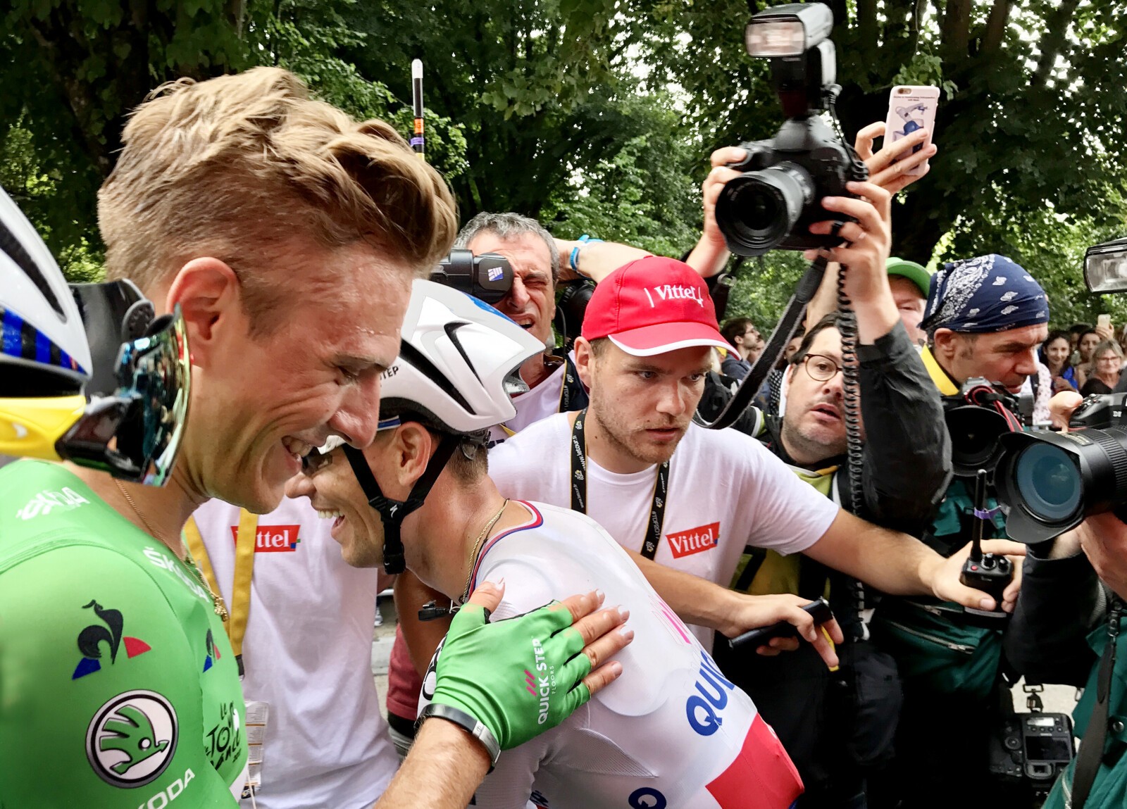 Richie Porte at the start of Stage 7 of the 2017 in Troyes, just 2 days before crashing out of the race. Image: Sirotti.