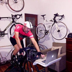 Dream pain Cave - Some of Nick's 11 bikes can be seen on the wall of his office / training room.