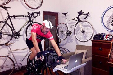 Dream pain Cave - Some of Nick's 11 bikes can be seen on the wall of his office / training room.