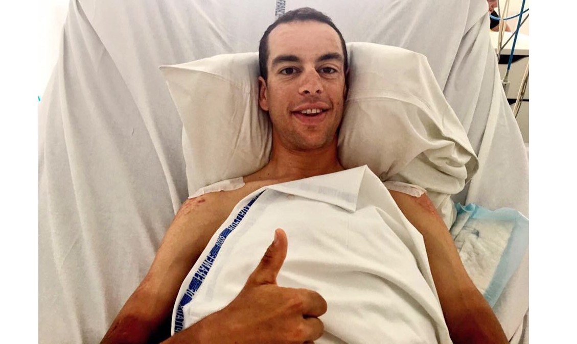 Richie Porte at the start of Stage 7 of the 2017 in Troyes, just 2 days before crashing out of the race. Image: Sirotti.