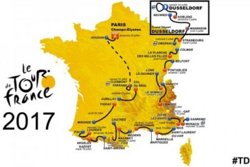 Team Sky's Chris Froome pulls on the yellow jersey in La Planche Des Belles Filles yesterday. Image: Sirotti.