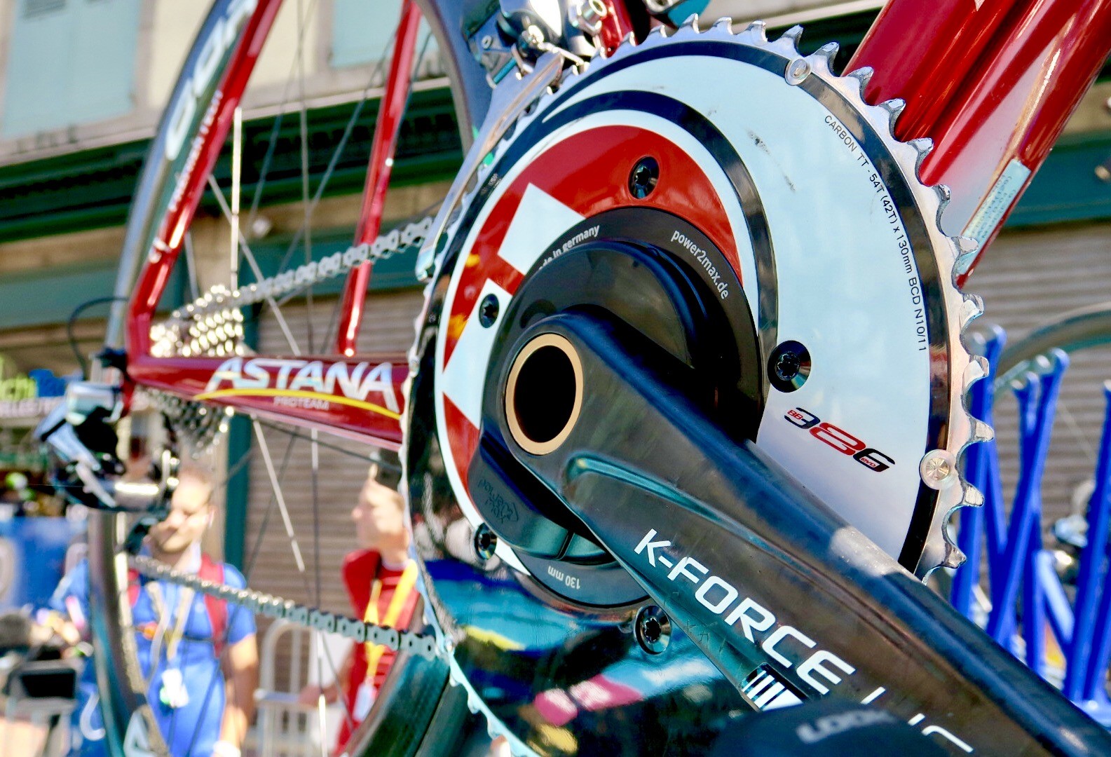 The FSA K-Force carbon crank on Fabio Aru's Argon 18 at the 2017 Tour de France. Image: Nat Bromhead