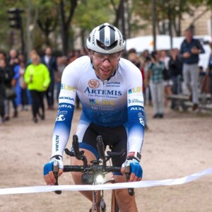 Finally There: Mark Beaumont celebrates the finish of his epic adventure at the Arc de Triomphe in Paris. Image: Mark Beaumont.
