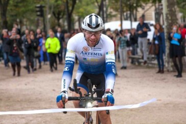 Finally There: Mark Beaumont celebrates the finish of his epic adventure at the Arc de Triomphe in Paris. Image: Mark Beaumont.