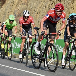 Chris Froome in action on Stage 18 of the 2017 La Vuelta - later in the day he returned a positive test for an excess amount of asthma medication Salbutamol. Image: Sirotti