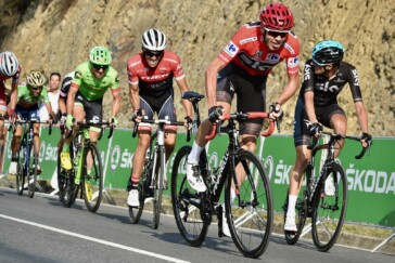 Chris Froome in action on Stage 18 of the 2017 La Vuelta - later in the day he returned a positive test for an excess amount of asthma medication Salbutamol. Image: Sirotti
