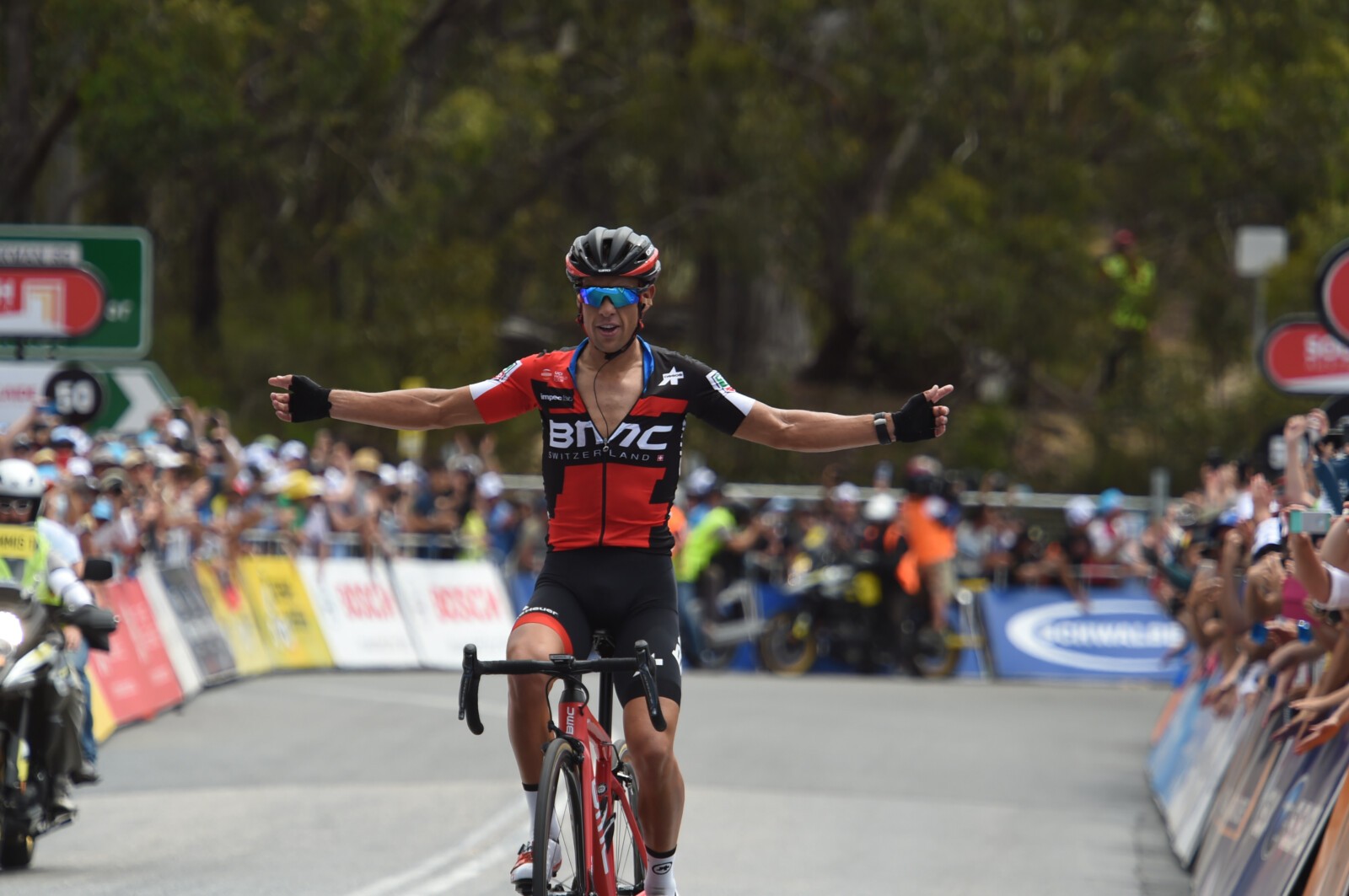 Jay McCarthy stayed with Porte much of the way up Willunga Hill, but Porte's push in the final kilometre proved too much for the 25yo Queenslander.