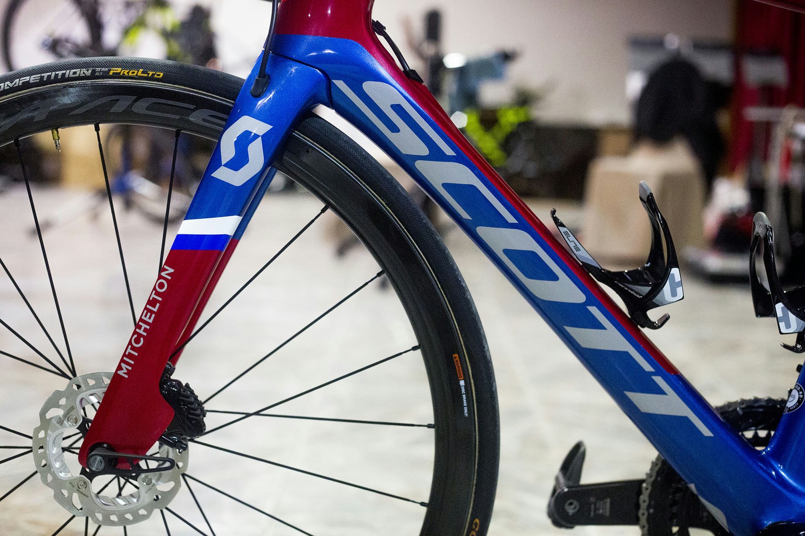 Luka Mezgec with his custom bike during the 2018 Abu Dhabi Tour.