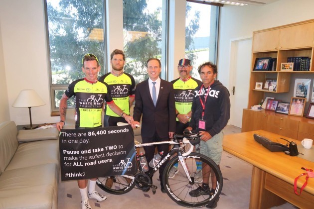 After nine days in the saddle, Chris reached Canberra on Sunday 25th March where the team delivered a message to Greg Hunt MP the following morning. The journey was a huge success in raising awareness and media attention, and gauging scope around what the Foundation can achieve.