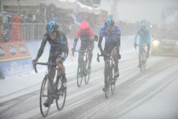Cool weather cycling - some riders rug up and and dress to conditions while others stick to good old fashioned Rule #5. Image: Sirotti.