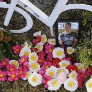 Mourners including Les Hawkins and Trudi and Graeme Lowndes gathered at the tribute on Saturday. Image: Supplied.